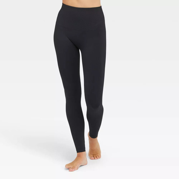 Assets By Spanx High Waisted Seamless Shaping Pull-On Leggings Very Black 1X - Picture 2 of 9